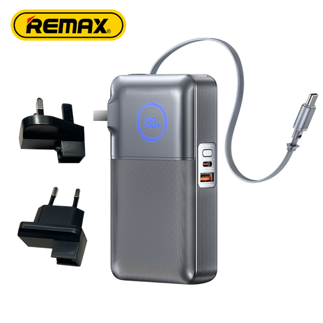Remax Power Banks Ccc Ultra-portable with a Collapsible Plug and 2-in-1 Wall Charger Telescopic Cable Power Bank 10000mAh