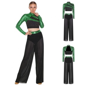 Women Lyrical <b>Dance</b> Outfit <b>Crop</b> <b>Top</b> With Chiffon Pants For Performances <b>Dance</b> Competitions <b>Dance</b> Dancewear Latin <b>Dance</b> Wear - Product Image 4