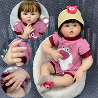 Poupée Reborn de 24 pouces, réaliste, corps en tissu doux, poupée réaliste qui suce le doigt, poupée nouveau-né lestée, cadeau d'anniversaire fait main