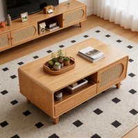 Lemari TV Minimalis Modern MDF Ruang Tamu Kamar Tidur Gaya Farmhouse Penyimpanan Apartemen Kecil Warna Kayu Walnut Kemasan Mail Y