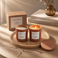 Bougie parfumée de luxe en verre ambré résistant à la chaleur, réutilisable, pour la décoration intérieure, cadeaux, faite à la main, personnalisable, marque privée, petite série