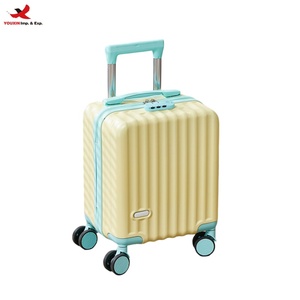 Modern 14 Inch ABS PC Small Trolley Luggage with Spinner Fashionable Wholesale Boarding <b>Suitcase</b> Featuring Cup Phone Holders - Product Image 1