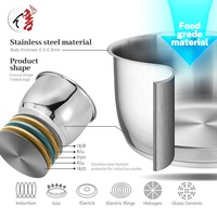 Ensemble de casseroles et poêles antiadhésives de forme conique en gros, 8 pièces, ensemble de batterie de cuisine en acier inoxydable avec deux becs verseurs