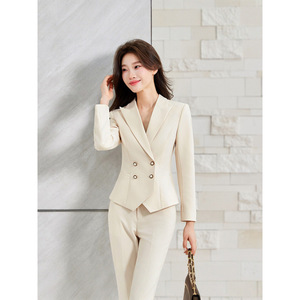 Pink Women's Two Piece Suit Set Three Quarter Sleeve Worsted Fabric Anti Wrinkle Office Lady Commute Work Interview Style - Product Image 2