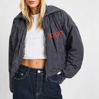 Veste décontractée tendance streetwear, coupe-vent d'hiver, veste bomber zippée pour femme avec logo personnalisé