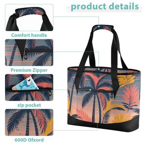 Sac isotherme portable personnalisé avec imprimé Hawaï, sac à lunch isolé avec poignées pour femmes, vente en gros - Product Image 6