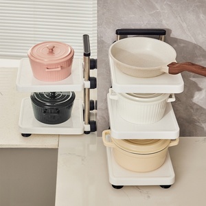 2/3/4 Layer Cabinets Miscellaneous Items Desktop <b>Kitchen</b> Storage Organizing Box Pot Cover Storage <b>Rack</b> with Pulley - Product Image 2