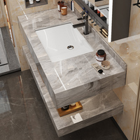 Nouveau placard commode miroir flottant Led armoire murale ensemble marbre salle de bain vanités avec évier et miroirs pour hôtel salle de bain