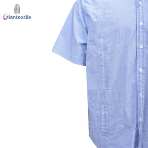 Camisa cubana de nuevo diseño para <span class=keywords><strong>hombre</strong></span>, camisa de <span class=keywords><strong>Guayabera</strong></span> azul bordada mexicana, camisa de manga corta para <span class=keywords><strong>hombre</strong></span> - Product Image 4