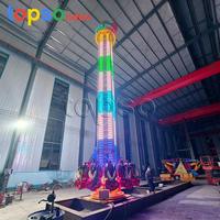 Topso Ride Professional 12m 12 places, Tour de chute libre Sky pliable, en acier et fibre de verre, montée sur remorque, pour parc d'aventure commercial