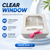 Boîte en carton pliable de type dossier, recyclable, de qualité alimentaire, en carton ivoire, à 9 compartiments, avec fenêtre ajourée en forme de nuage et gaufrage