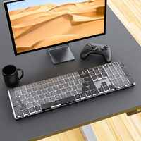 Keyboard Mekanik Berkualitas Tinggi Ukuran Penuh Profil Rendah Berkabel-Nirkabel dengan Casing Paduan Aluminium, Lampu Latar RGB, Desain Ultra Tipis untuk