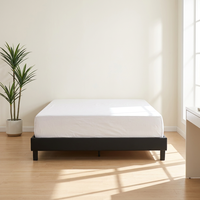 Cadre de lit simple en gros sans tête de lit fixe, cadre de lit double rembourré taille standard, cadre de lit moderne pour appartement et hôtel