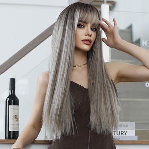 วิกผมแฟชั่นผู้หญิงยุโรปอเมริกัน ผมยาวตรง<span class=keywords><strong>สี</strong></span>น้ำตาลอ่อน เส้นใยทนความร้อนสูง ความหนาแน่น 130% หมวกวิกขนาดเล็ก ทนความร้อน - Product Image 4