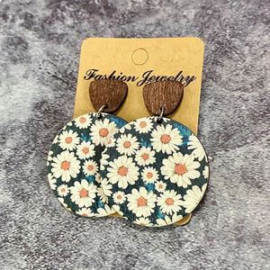 Manufacture Crafts <b>Sweet</b> <b>Flower</b> Series Vacation Bohemian Wooden Earrings Cross-Border Christmas Eco-Friendly - Product Image 3