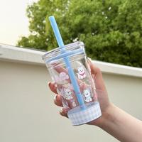Gobelet portable populaire de 15 oz en Tritan de qualité alimentaire avec paille et motif imprimé – Vente en gros directe usine