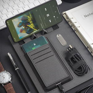 A5 Multifonction Notebook 8000mah <span class=keywords><strong>Rechargeable</strong></span> Power Bank avec <span class=keywords><strong>Cuir</strong></span> PVC Couverture Filaire Sans Fil Notebook Cadeaux - Product Image 5
