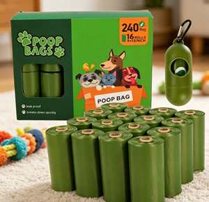 15 rouleaux de sacs à déjections pour animaux de compagnie avec distributeur, HDPE EPI 20x30cm, épaissis, anti-fuites, anti-déchirures, écologiques, rouleaux de nettoyage - Product Image 1