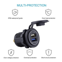 Chargeur de voiture et marine 12V 24V à charge rapide 3.0 et 2.4A avec 2 ports USB-A et lumière LED blanche