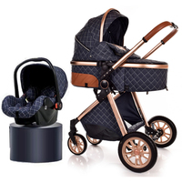 Système de voyage 3 en 1 avec siège auto, cadre en aluminium léger et pliable, poussette multifonctionnelle, poussette légère pour bébé