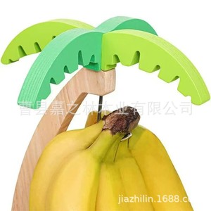 Support suspendu en bois pour bananes, 13 pouces de hauteur, support de rangement en forme d'arbre à bananes pour comptoir de cuisine, porte-fruits - Product Image 2