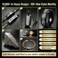 Bague TIZTI en zirconium noir avec incrustation authentique de météorite et d'opale écrasée, bague de luxe en météorite Muonionalusta pour homme