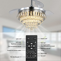 Ventilateur de plafond LED moderne rétractable de 42 pouces avec lumière et télécommande, compatible OEM/ODM, pour la maison