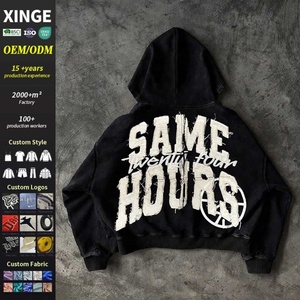 2025 Más Vendido Streetwear de Calidad Personalizado Oversize con Apliques Bordados 100% Algodón Invierno Estampado Completo para Hombre Corte Cuadrado y Recortado - Product Image 1