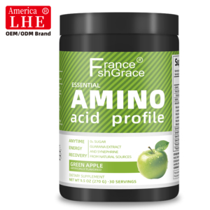 Wholesale Amino Acid Supplement Manufacturer with Guarana Focus and Muscle Recovery Green Apple Flavor Amino Acid Powder - Product Image 1