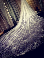 Voile de Mariée Cathédrale CYG 3,0 m de Long en Tulle Doux avec Paillettes Scintillantes