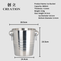 Seau à glace en acier inoxydable avec doubles poignées, seau à vin pour bar, fête, champagne, bière, refroidissement