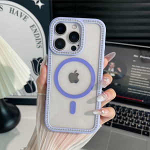 Nhà Máy <span class=keywords><strong>2025</strong></span> Màu Sắc Mới Rõ Ràng Bezel Set Kim Cương Acrylic Từ Tính Không Dây Sạc Sao Điện Thoại Di Động Trường Hợp Đối Với iPhone 16 Cộng Với Bao Gồm - Product Image 6