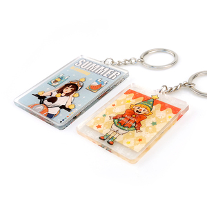 Communicable Transparent Colored Acrylic Keychain Set Quality Assurance Good Product Quality Plastic Cartoon Style Key Chains