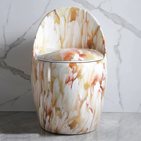 Nouveau design de salle de bain Commode au sol en céramique une pièce ronde motif marbre cuvette de toilette