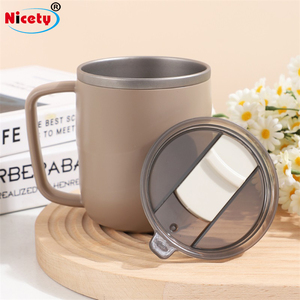 Taza de Titanio con Tapa y Asa, Taza Portátil para Café y Té, para Oficina, Aire Libre y Camping, Blanca y Marrón - Product Image 2