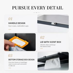 Modern Square Stainless Steel <b>Kitchen</b> Garbage Bin Press Open Cover <b>Cabinet</b> Door <b>Wall</b> <b>Mount</b> Hanging Space Saving Manual Waste - Product Image 2