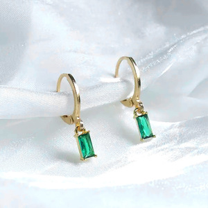 Orecchini a cerchio rettangolari per donna, gioielli semplici e scintillanti alla moda - Product Image 2