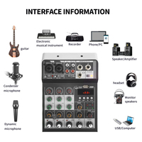 Console de mixage GAX-MF4 4 canaux Meilleur prix Mixeur audio Mini famille KTV 48v USB/BT Effets Enregistrement