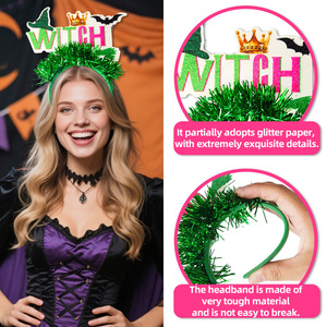 Serre-tête <span class=keywords><strong>de</strong></span> démon à pampilles vertes, araignée, fantôme et citrouille pour Halloween, idéal pour les fêtes à thème maléfique et la décoration - Product Image 5