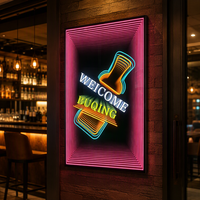 Enseigne lumineuse murale autoportante 3D avec miroir infini, affichage LED effet tunnel abysse pour bars, clubs, halls d'hôtels