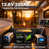 Baterai LiFePO4 12.8V 12V 200Ah Deep Cycle Pengganti untuk Aki Timbal Asam Surya RV Kelautan