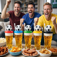 Gobelets de fête de football 500 ml, 5 couleurs, en plastique avec paille, réutilisables et durables, pour événements sportifs en plein air, fournitures en gros