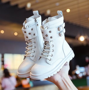 Nouvelles bottes pour filles, chaussures pour garçons, bottes de moto en cuir PU noir pour enfants, bottes chaudes d'hiver pour tout-petits - Product Image 4