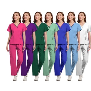 Women Two Piece Scrub Suit Short Sleeve Moisture Wicking Medical Uniform For Dental Clinic Hospital Staff Split Set - Product Image 1