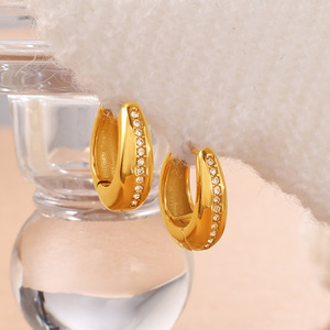 Fashion 18K Gold Plated Stainless Steel Zircon <b>Hoop</b> <b>Earrings</b> <b>For</b> <b>Women</b> - Product Image 4
