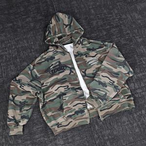 Sudadera con Capucha Personalizada para Hombre, con Estampado de Camuflaje, Logotipo Impreso de Alta Calidad, Sudadera con Capucha con Cierre y Estilo Desgastado para Hombre, Fabricante - Product Image 1