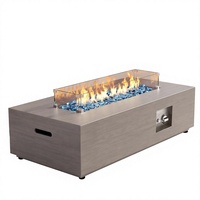 Table de foyer au propane moderne en acier inoxydable de 42 pouces, 50 000 BTU, avec protection contre le vent, pas d'assemblage requis, pour terrasse extérieure, jardin