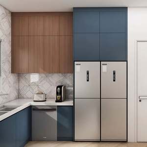 Modern Double Color Kitchen Cabinet Set with Faucet and Sink Customized Color Manufactured in China Handless Kitchen Furniture - Product Image 1