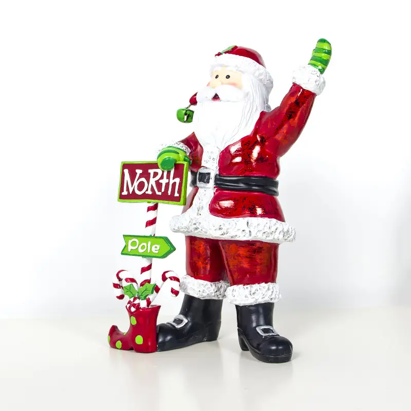 Creatieve Kerstman Met Noordpool Landmark Kerst Ornamenten Winter Vakantie Beeldjes Home Party Decoraties Ambachten Geschenken