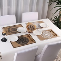 Sets de table rectangulaires en jute imprimé, style bohème, tissés, résistants aux hautes températures